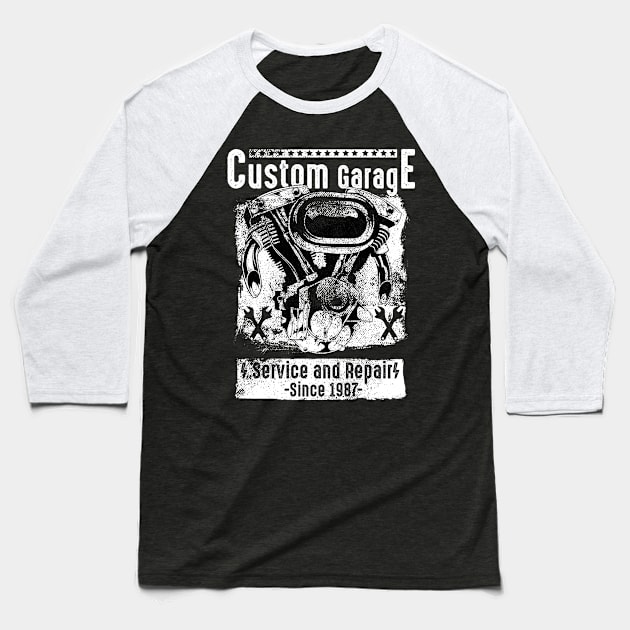 Custom Garage Baseball T-Shirt by Steven Hignell